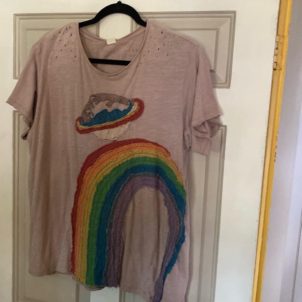 FINAL LOWEST PRICE Fabulous appliquéd T rainbow and earth